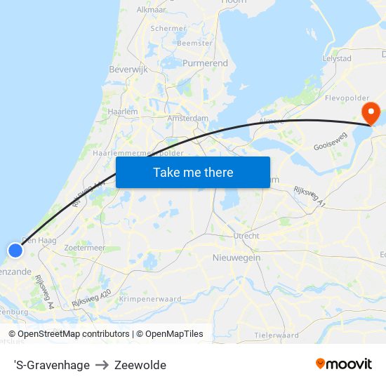 'S-Gravenhage to Zeewolde map