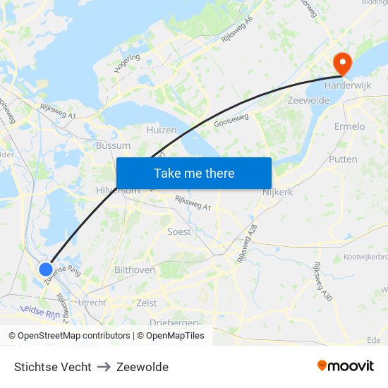 Stichtse Vecht to Zeewolde map