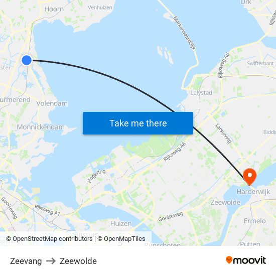 Zeevang to Zeewolde map