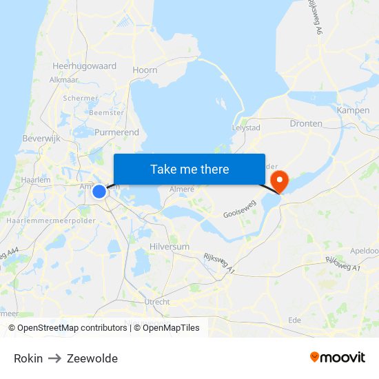 Rokin to Zeewolde map