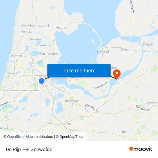 De Pijp to Zeewolde map