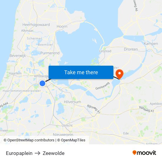 Europaplein to Zeewolde map