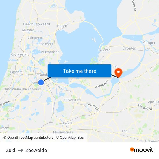 Zuid to Zeewolde map