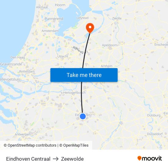 Eindhoven Centraal to Zeewolde map