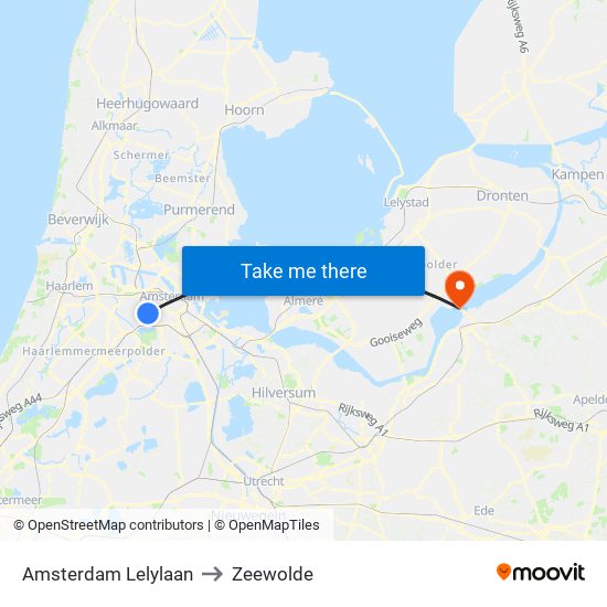 Amsterdam Lelylaan to Zeewolde map