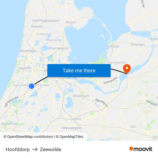 Hoofddorp to Zeewolde map