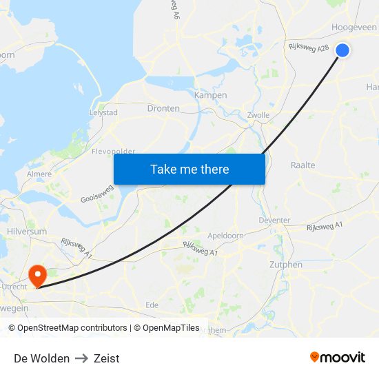 De Wolden to Zeist map