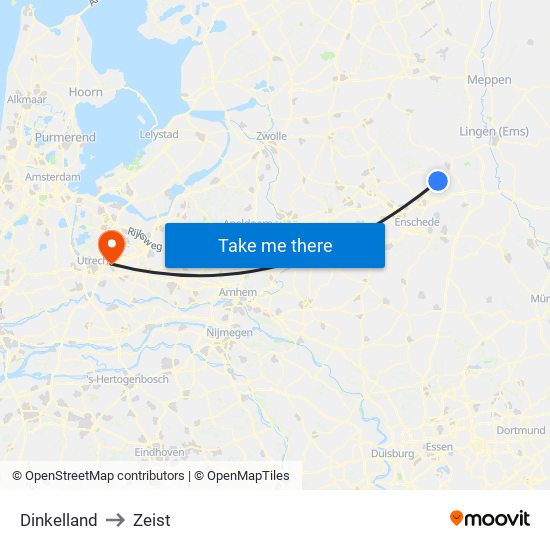 Dinkelland to Zeist map