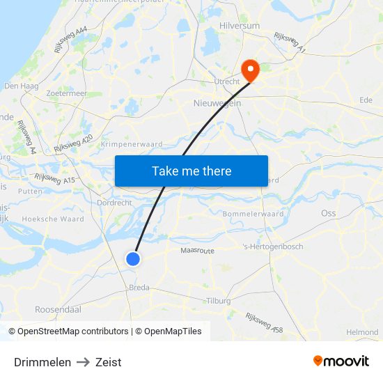 Drimmelen to Zeist map