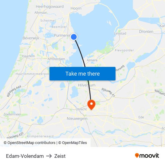 Edam-Volendam to Zeist map