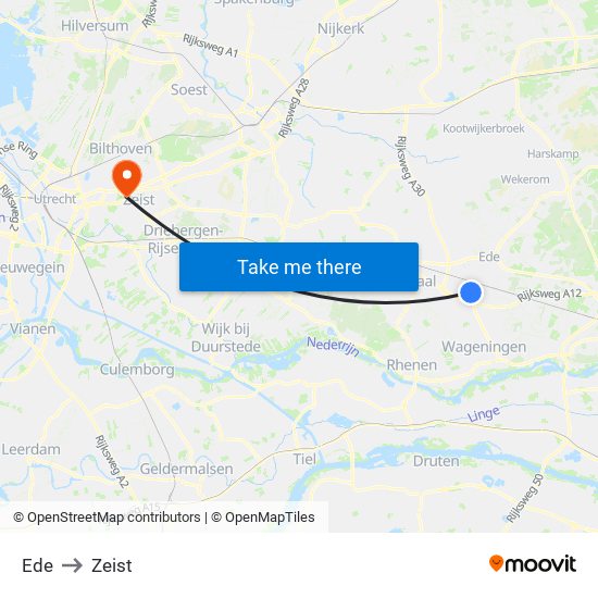 Ede to Zeist map