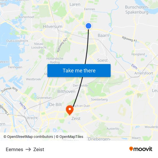 Eemnes to Zeist map