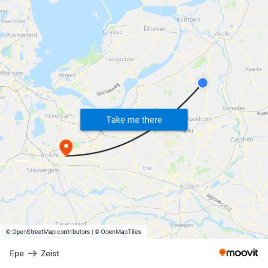 Epe to Zeist map