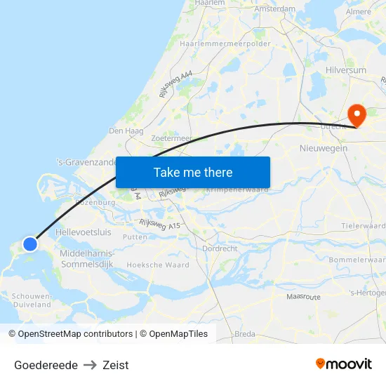 Goedereede to Zeist map