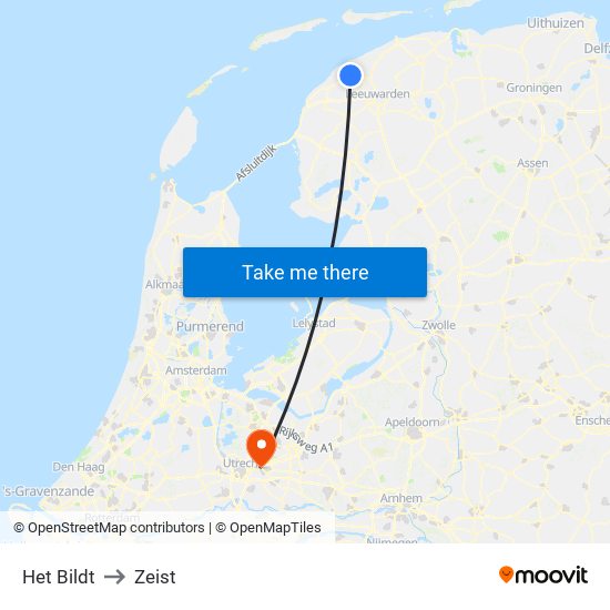 Het Bildt to Zeist map