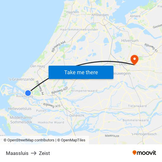 Maassluis to Zeist map