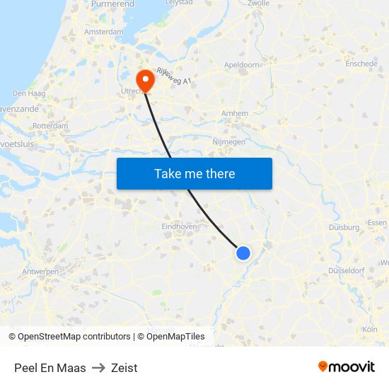 Peel En Maas to Zeist map