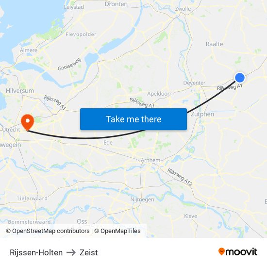 Rijssen-Holten to Zeist map