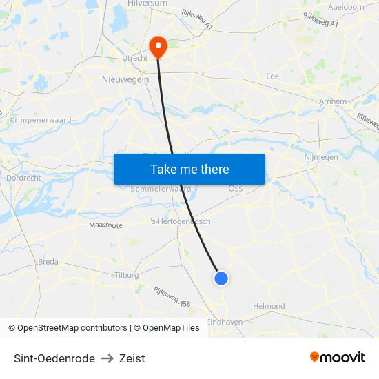 Sint-Oedenrode to Zeist map