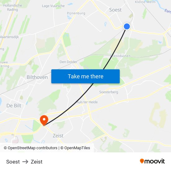 Soest to Zeist map