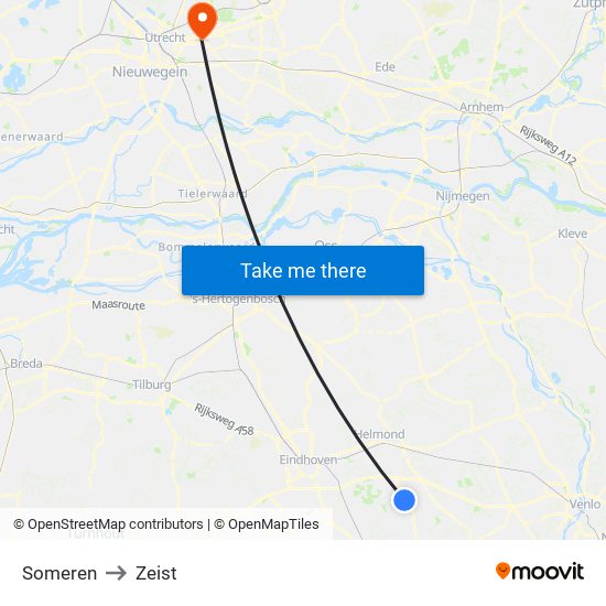 Someren to Zeist map