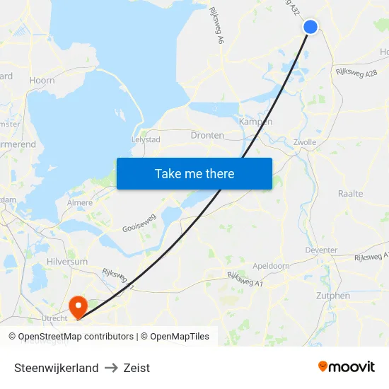 Steenwijkerland to Zeist map