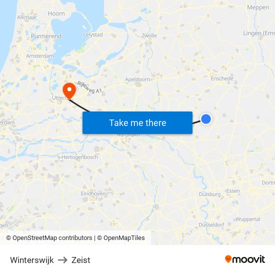 Winterswijk to Zeist map