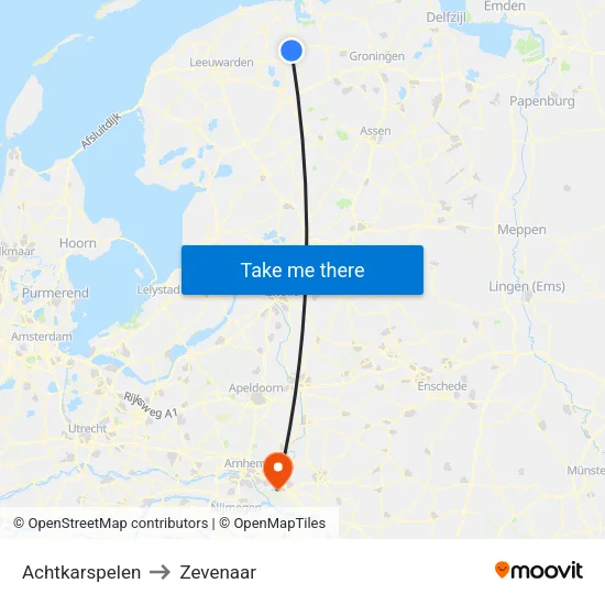 Achtkarspelen to Zevenaar map