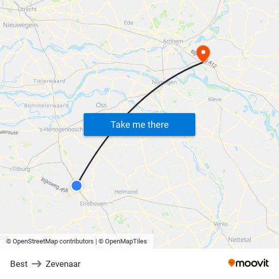 Best to Zevenaar map