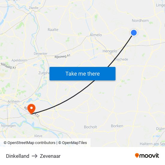 Dinkelland to Zevenaar map