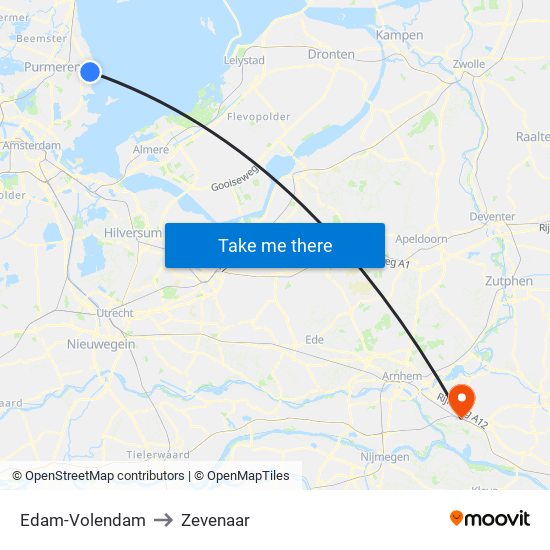 Edam-Volendam to Zevenaar map