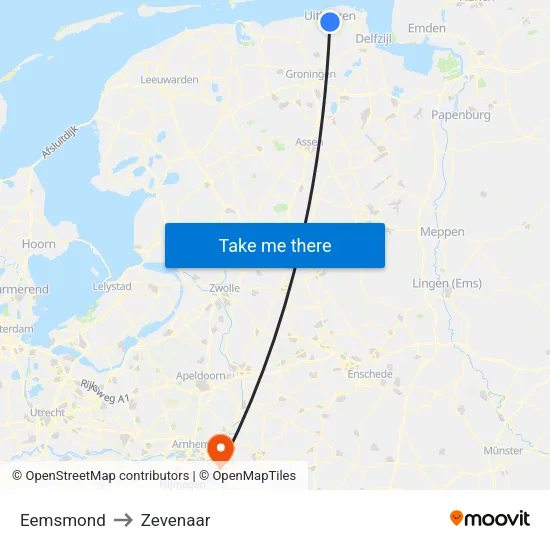 Eemsmond to Zevenaar map