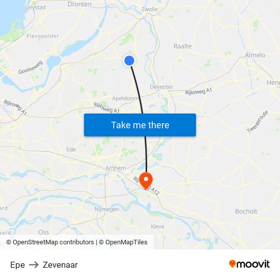 Epe to Zevenaar map