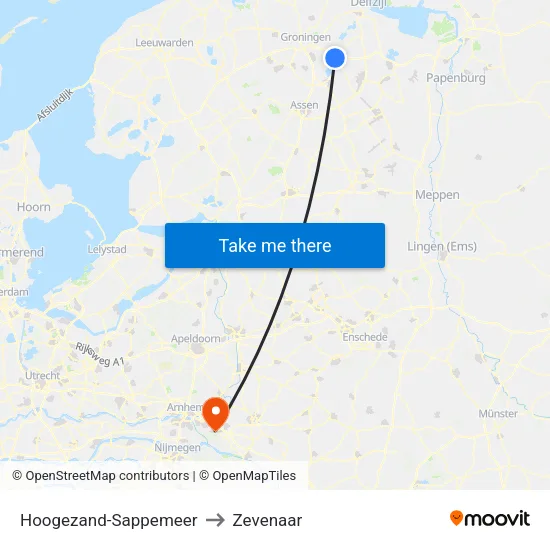 Hoogezand-Sappemeer to Zevenaar map