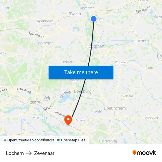 Lochem to Zevenaar map