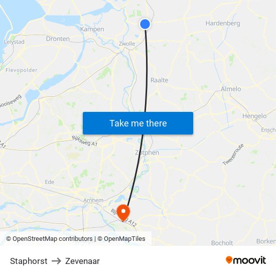 Staphorst to Zevenaar map