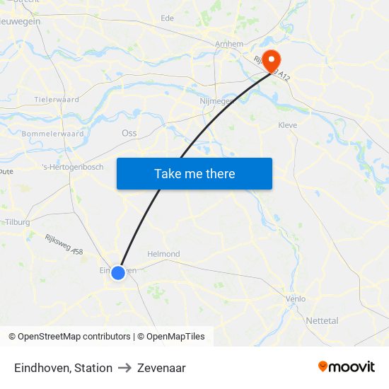 Eindhoven, Station to Zevenaar map