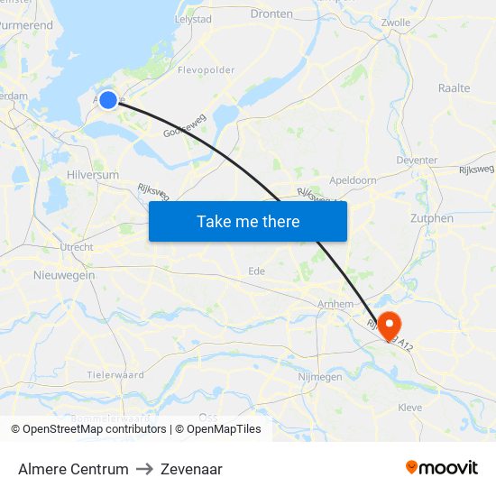 Almere Centrum to Zevenaar map