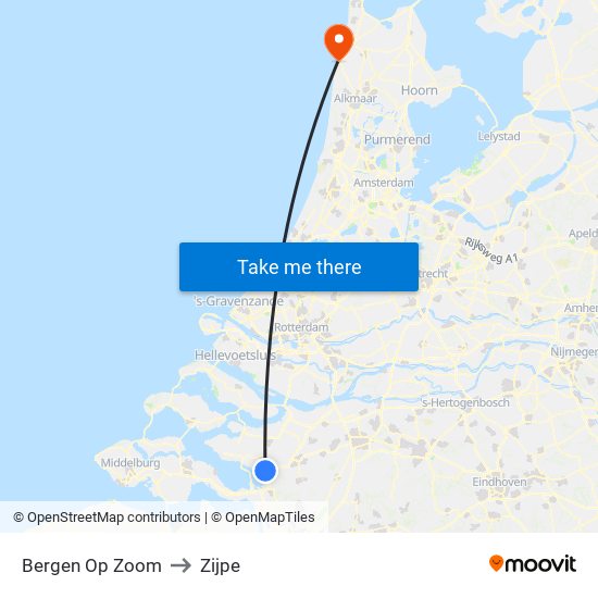 Bergen Op Zoom to Zijpe map