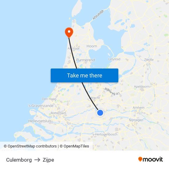 Culemborg to Zijpe map