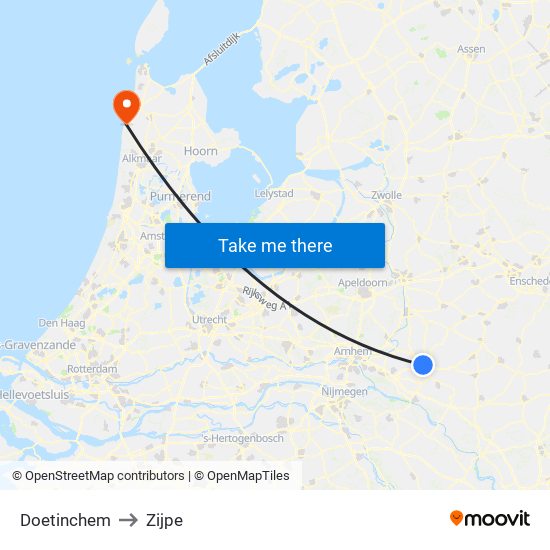 Doetinchem to Zijpe map