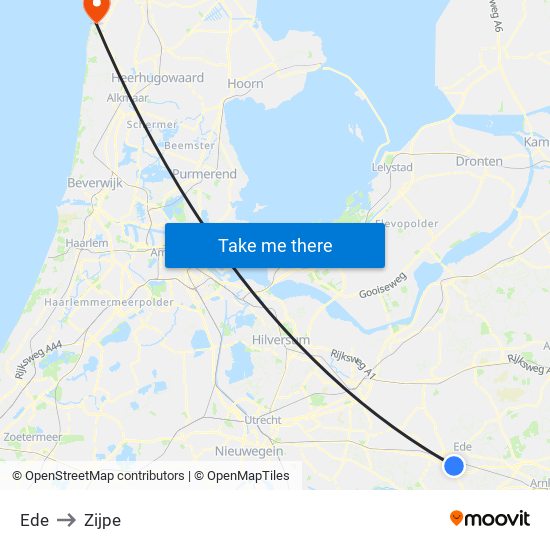 Ede to Zijpe map