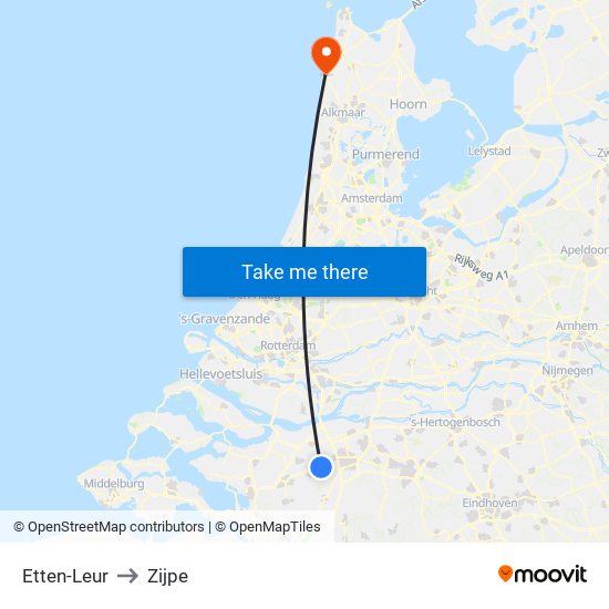 Etten-Leur to Zijpe map