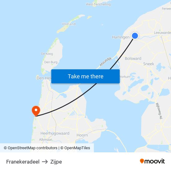 Franekeradeel to Zijpe map