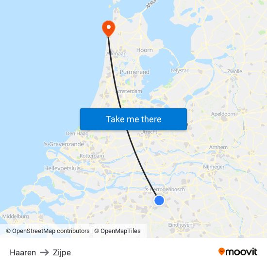 Haaren to Zijpe map