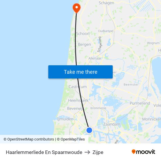 Haarlemmerliede En Spaarnwoude to Zijpe map