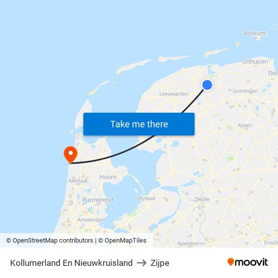 Kollumerland En Nieuwkruisland to Zijpe map