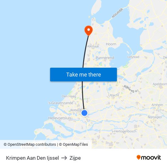 Krimpen Aan Den Ijssel to Zijpe map