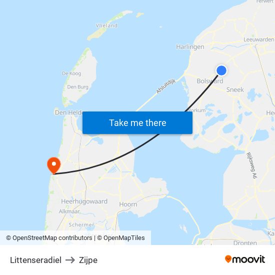 Littenseradiel to Zijpe map