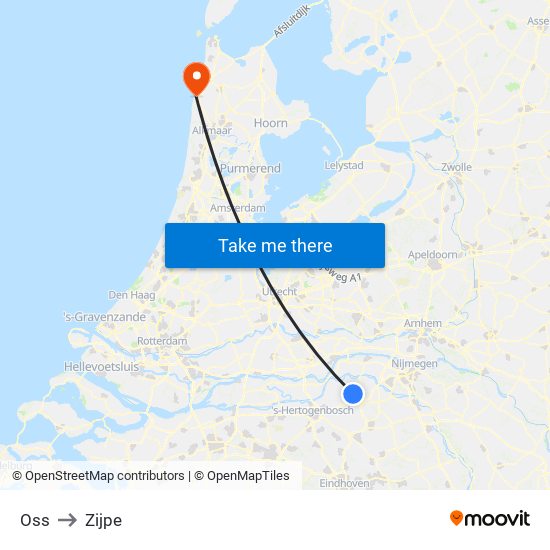 Oss to Zijpe map